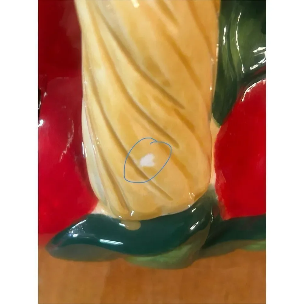 Vtg Ceramic Basket Of Red Apples Cookie Jar Handle Orchard Canister Farm House (